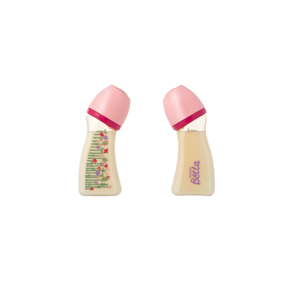 哺乳びん【ブレイン広口】WS4-240ml Flower（Pink）