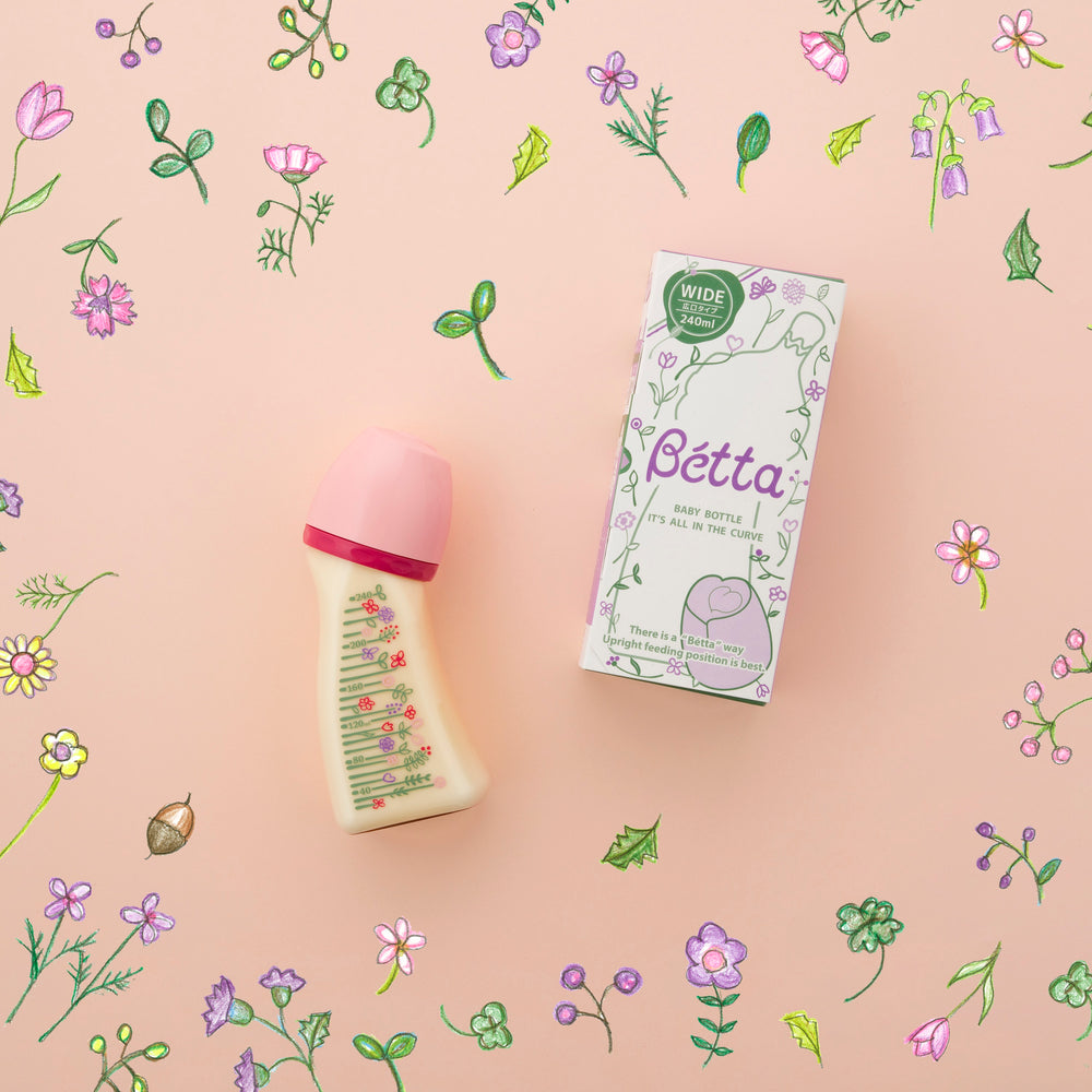 哺乳びん【ブレイン広口】WS4-240ml Flower（Pink）