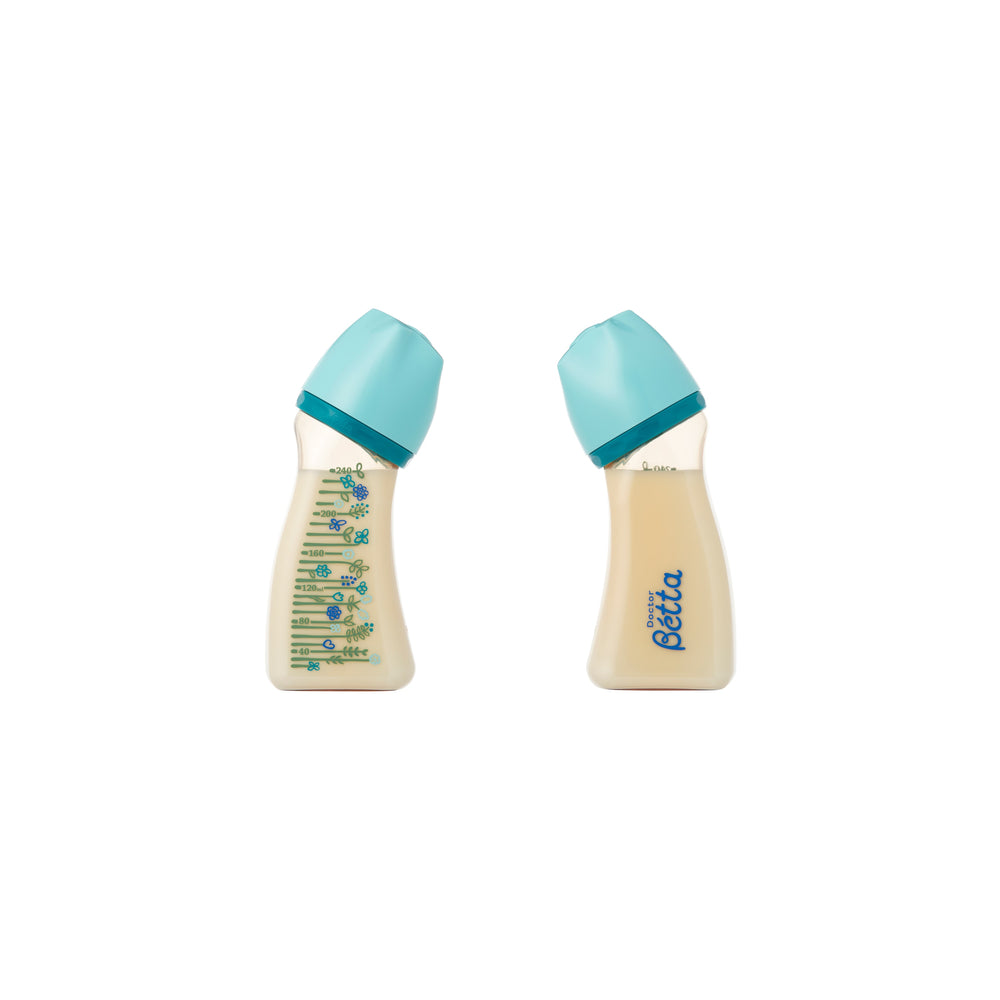 哺乳びん【ブレイン広口】WS4-240ml Flower（Blue）