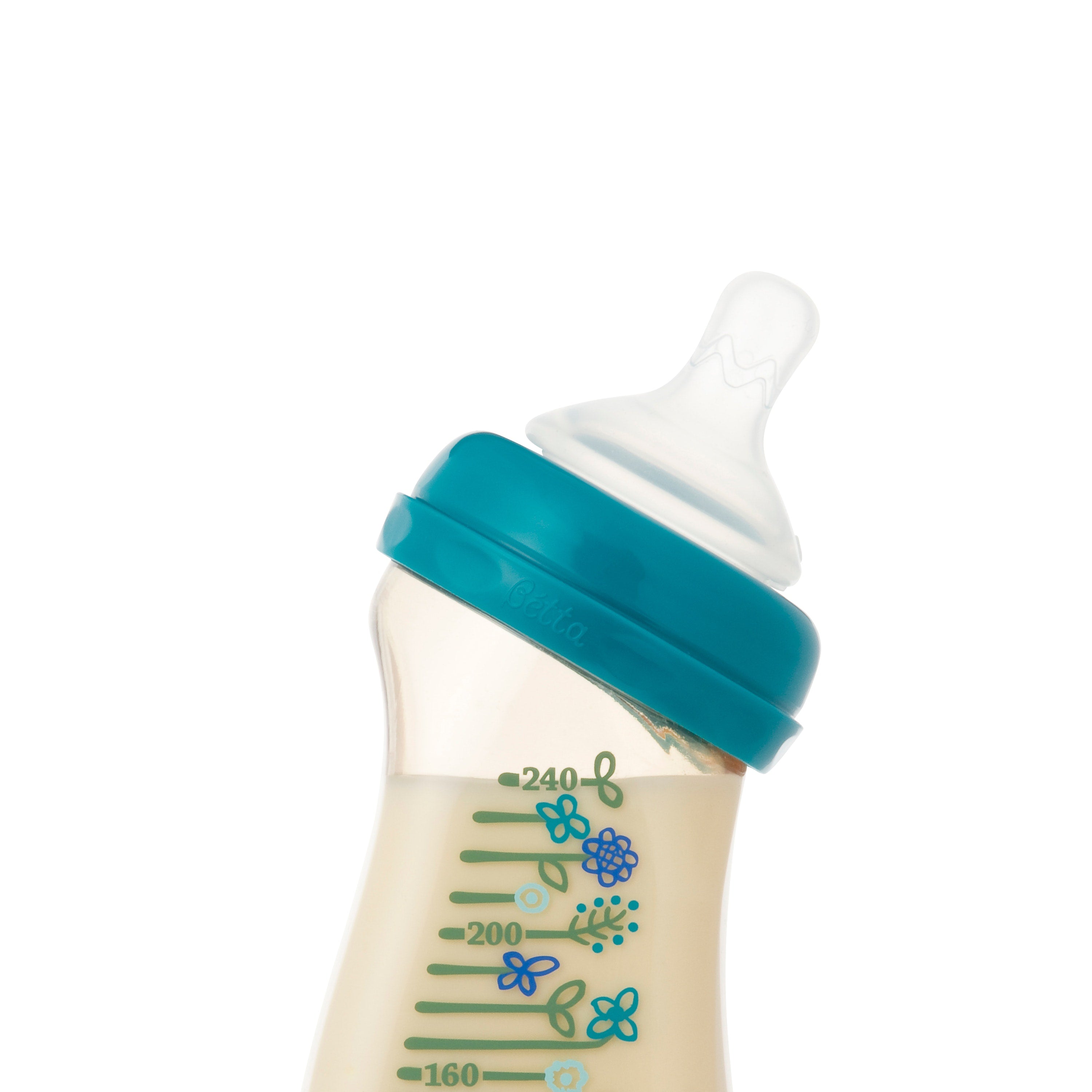 婴儿奶瓶【脑宽口】WS4-240ml花（蓝）