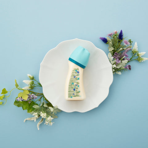 哺乳びん【ブレイン広口】WS4-240ml Flower（Blue）