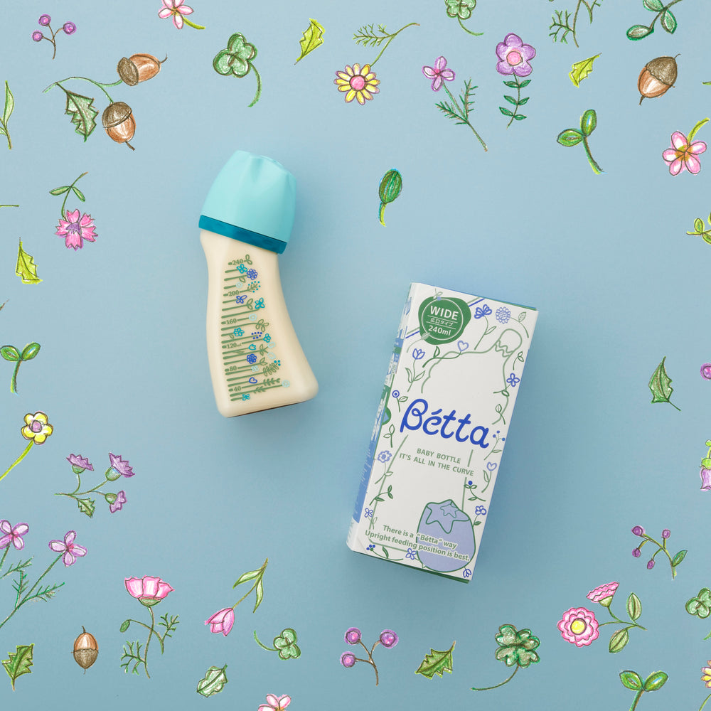 哺乳びん【ブレイン広口】WS4-240ml Flower（Blue）